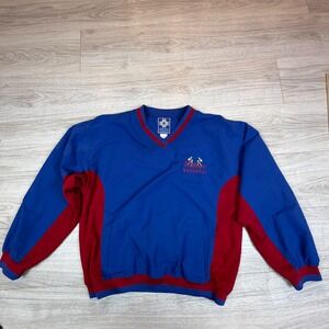 Motion Athletic Atlanta Braves Baseball Windbreaker Pullover Blue Red Mens Small